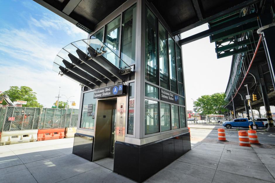 An elevator at a subway station.
