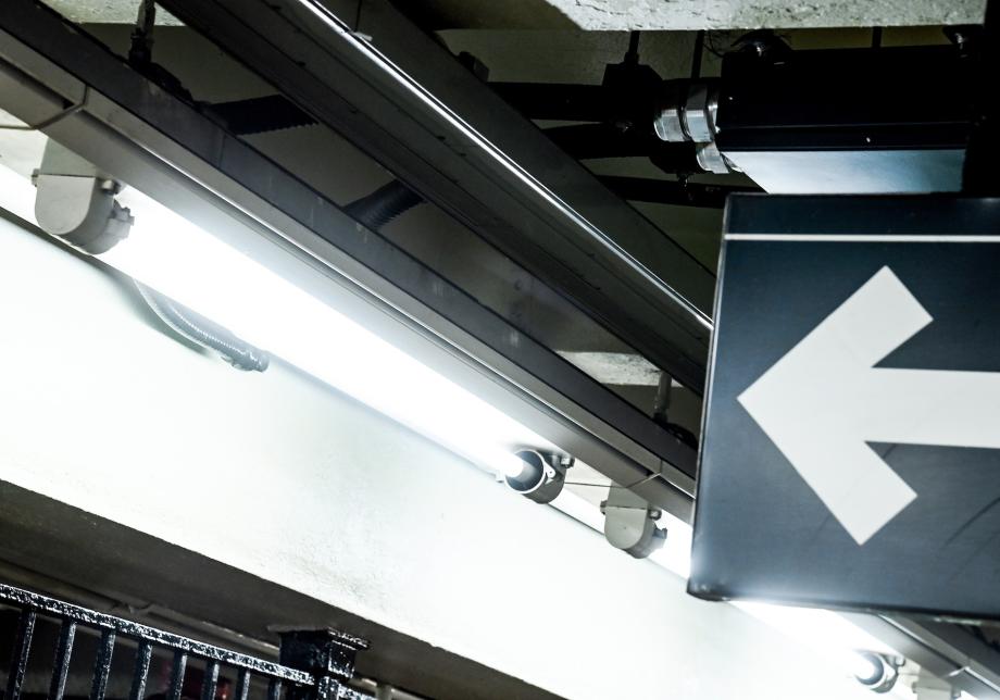 LED lighting in a subway station.