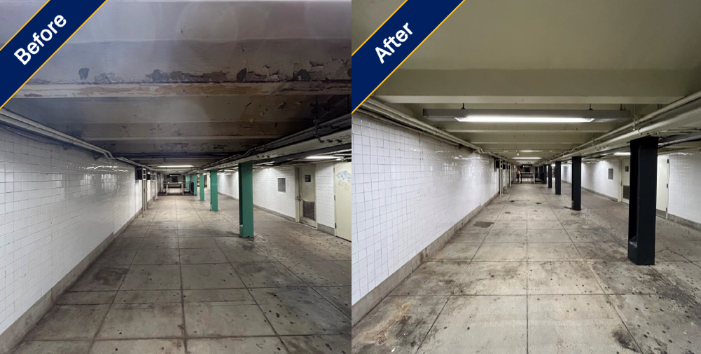 before and after of ceiling painting