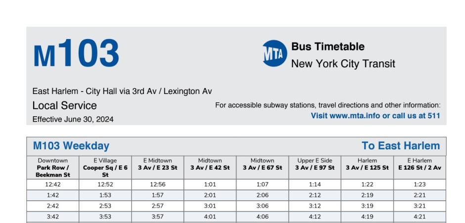 M103 bus schedule