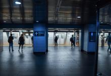 View of the 4 5 subway platform at Fulton St