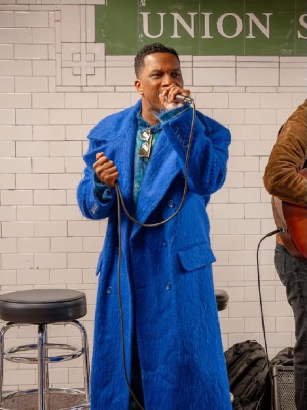 Leslie Odom Jr performing at Union Square