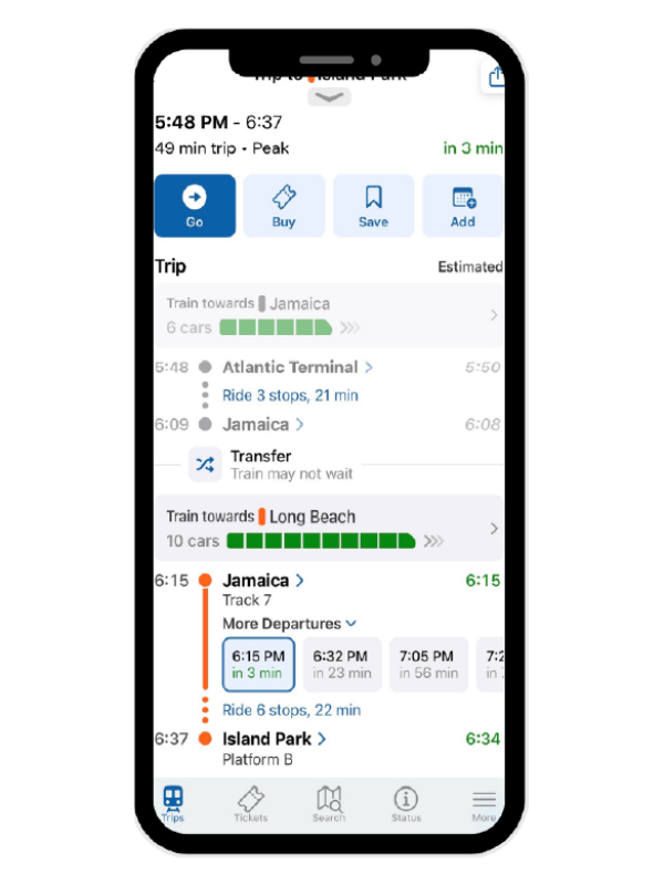 A screenshot of the TrainTime app representing enhanced train tracking.
